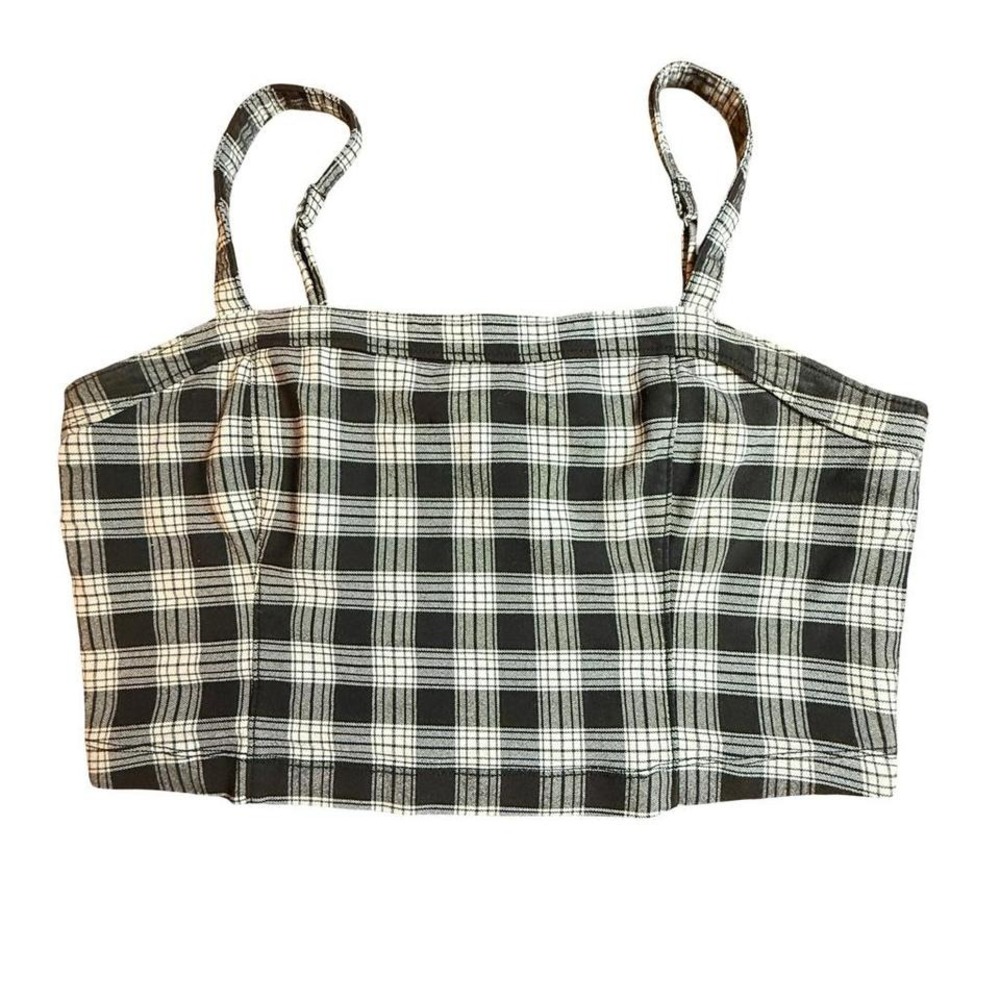Hollister Y2K Look Plaid Crop Top Grunge‎ Punk Womens Large Junior Black White